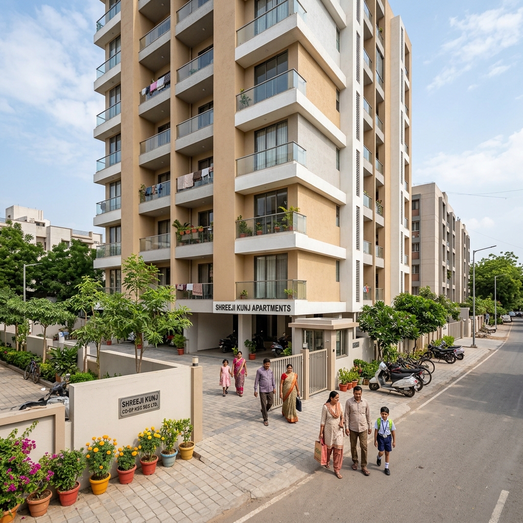 Modern luxury apartment building